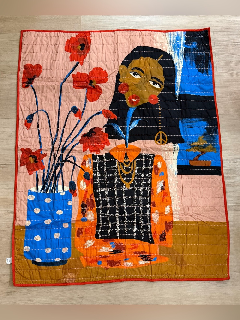 Cristina Martinez Nordstrom Multi Print Portrait Quilt 40”x50” Throw Blanket